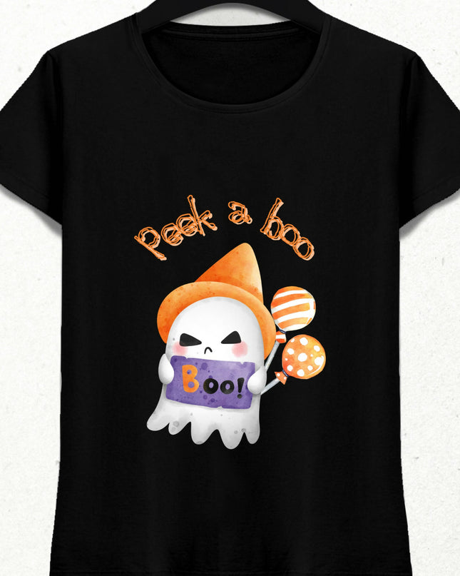 Peek a Boo Hayalet Cadılar Bayramı Tişört
