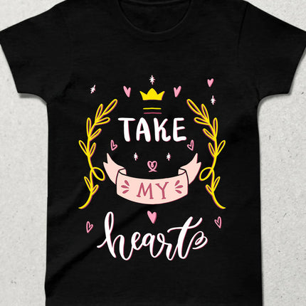 Take My heart Bisiklet yaka Kısa Kollu Tişört