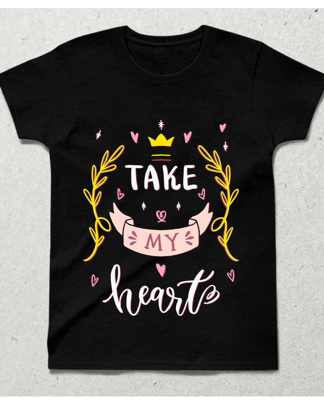 Take My heart Bisiklet yaka Kısa Kollu Tişört