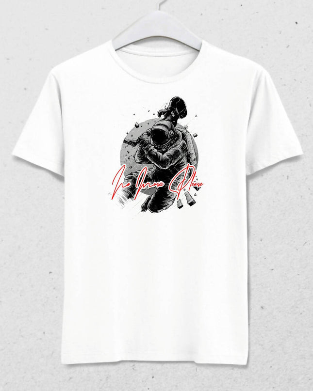 No Music Please Astronot Müzik Temalı T-shirt - basmatik.com