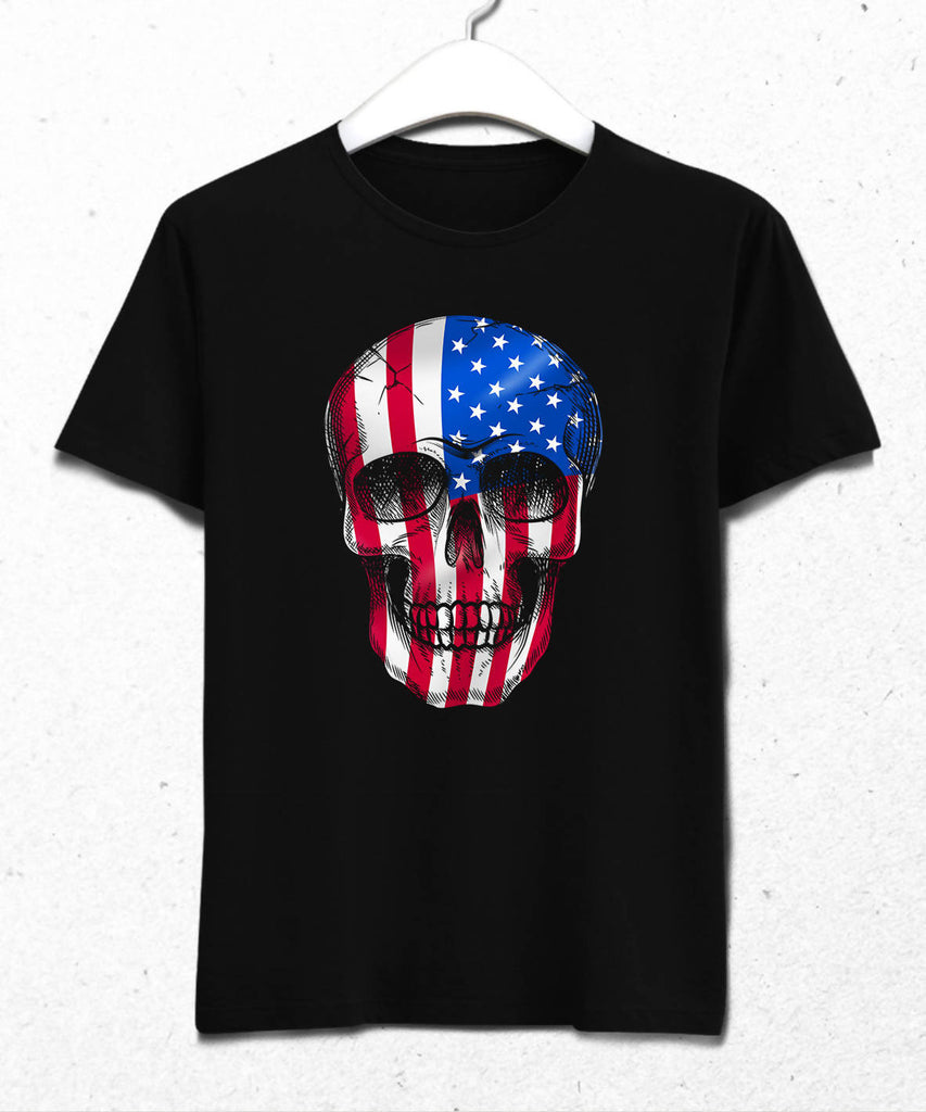 Usa Skull Flag Erkek Tişört