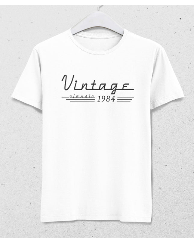 Vintage doğum günü beyaz tişört - basmatik.com