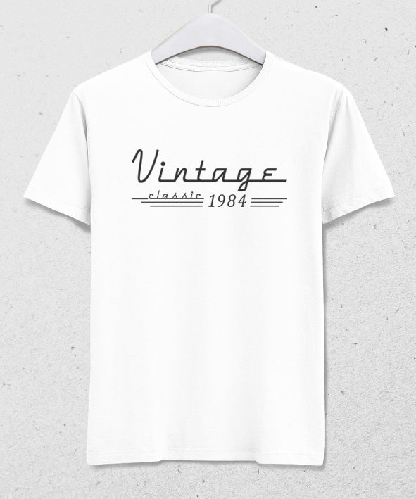 Vintage doğum günü beyaz tişört - basmatik.com
