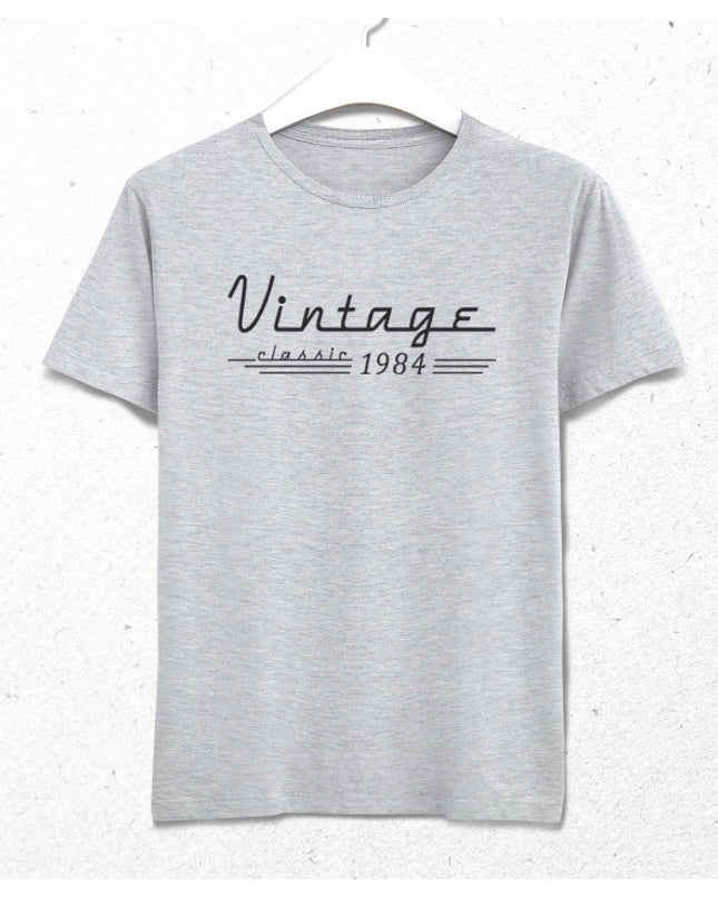 Vintage doğum günü gri tişört - basmatik.com