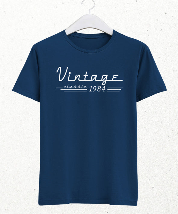 Vintage doğum günü indigo tişört - basmatik.com