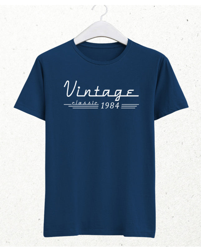 Vintage doğum günü indigo tişört - basmatik.com