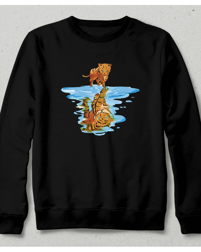 Kedi ve Yansıma Sweatshirt - basmatik.com