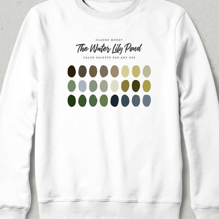 Claude Monet, The Water Lily Pond Renk Paletli Sweatshirt - basmatik.com