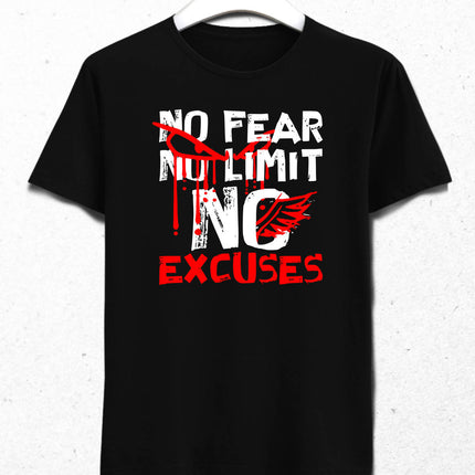 No Fear No Limits Erkek Siyah Tişört - basmatik.com