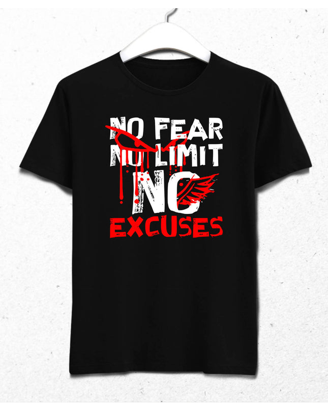 No Fear No Limits Erkek Siyah Tişört - basmatik.com