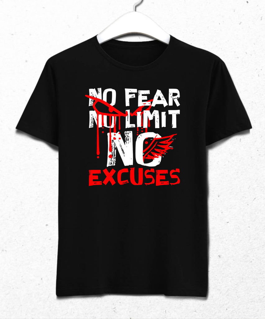 No Fear No Limits Erkek Siyah Tişört - basmatik.com