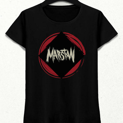 Marstan Logolu Siyah Tişört - Kadın