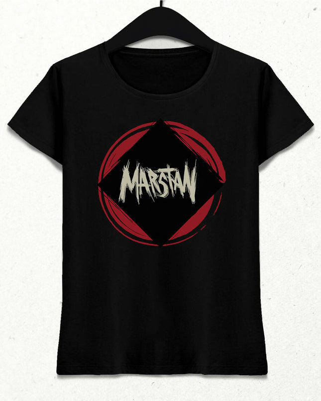 Marstan Logolu Siyah Tişört - Kadın - basmatik.com