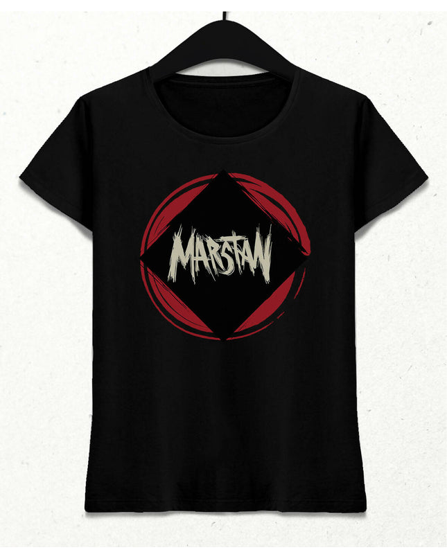 Marstan Logolu Siyah Tişört - Kadın