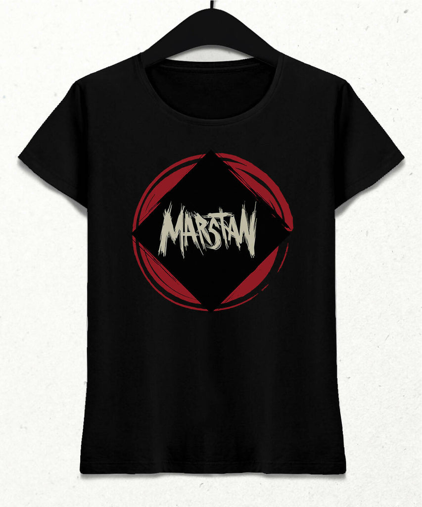 Marstan Logolu Siyah Tişört - Kadın