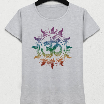 Yoga Om symbol gri tişört - basmatik.com