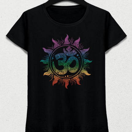 Om symbol siyah yoga tişört - basmatik.com