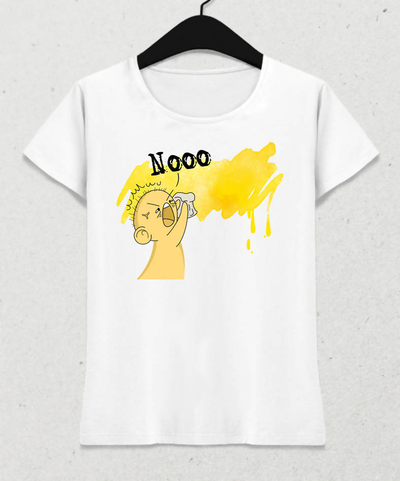 Leke Silen Çocuk Temalı Kadın Beyaz Tişört - basmatik.com