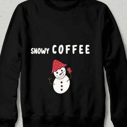 Coffee Snowman Sweatshirt in the Snow