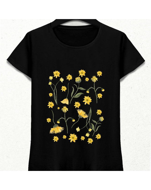 Sarı Çiçekler Bahar Temalı Tişört