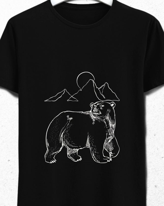 Bear and Mountain Men's Black T-Shirt 