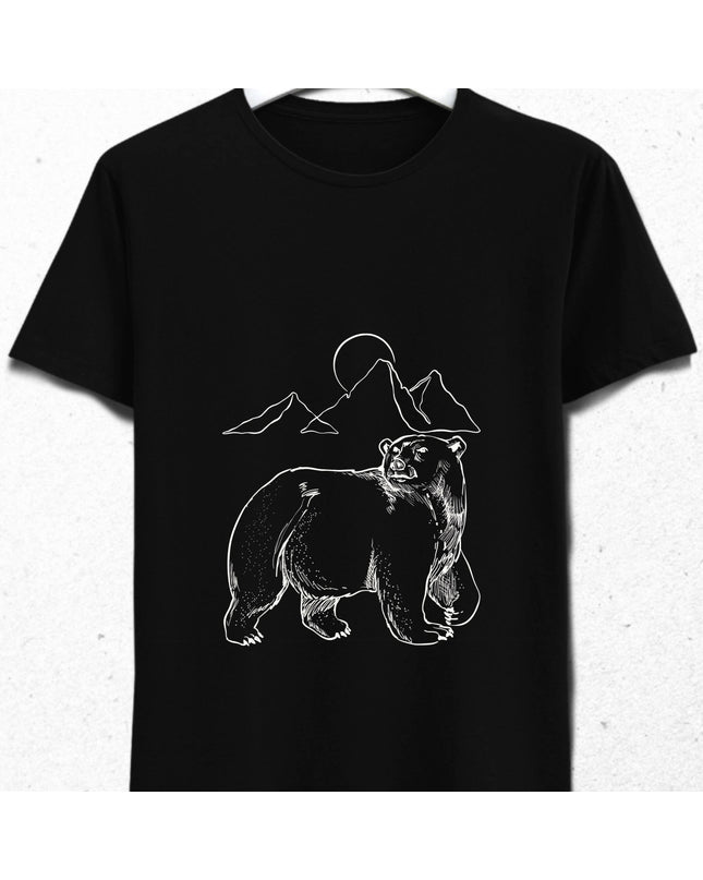 Bear and Mountain Erkek Siyah Tişört
