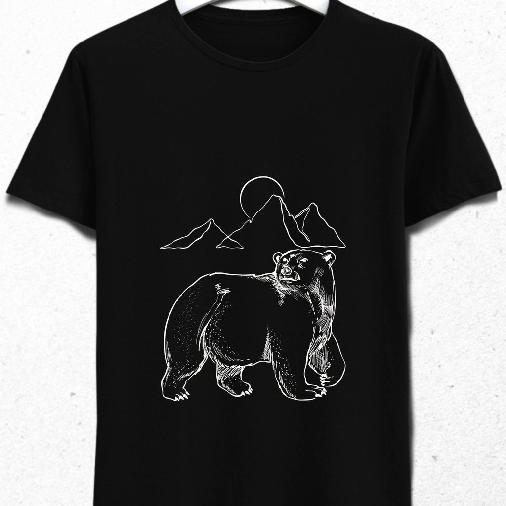 Bear and Mountain Men's Black T-Shirt 