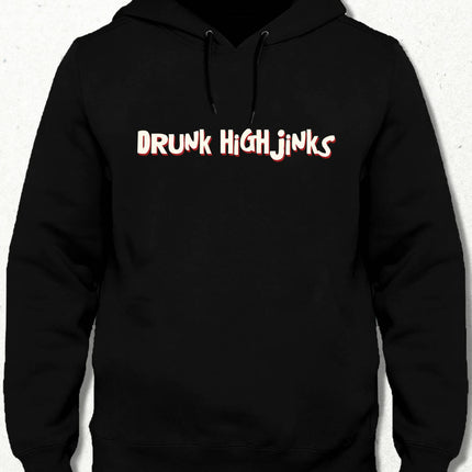 Drunk High Jinks Unisex Hoodie Siyah (Yatay Logo) - basmatik.com