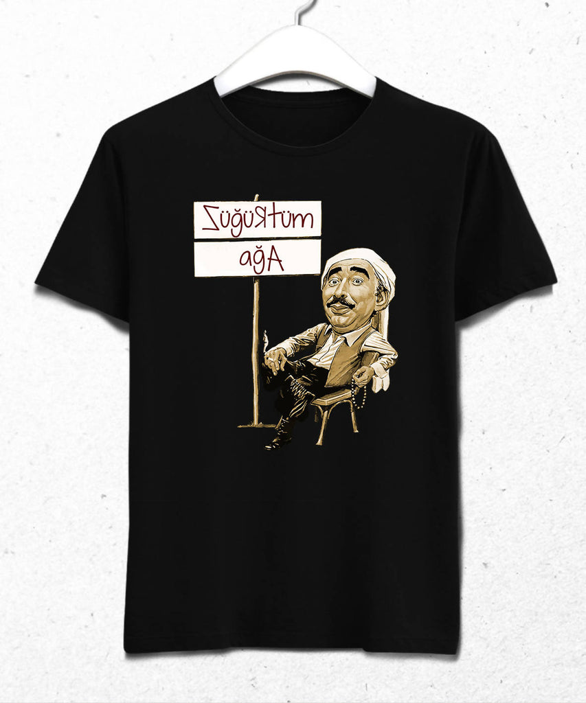 Züğürtüm Bende Ağa Temalı Erkek Siyah Tişört - basmatik.com