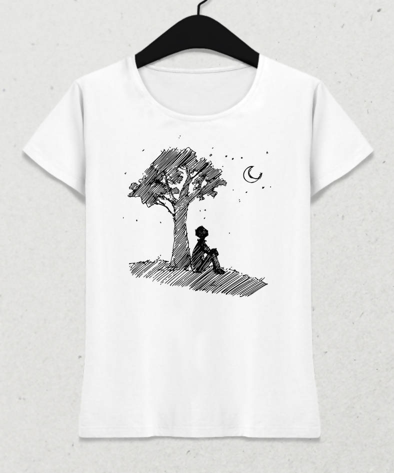 Look Kadın Beyaz Tişört - basmatik.com