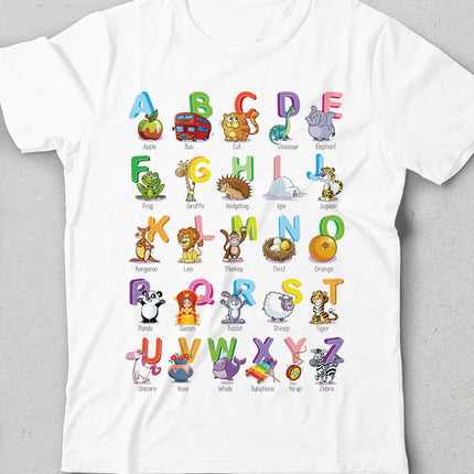 alfabe ve İngilizce isimler çocuk tişört - basmatik.com
