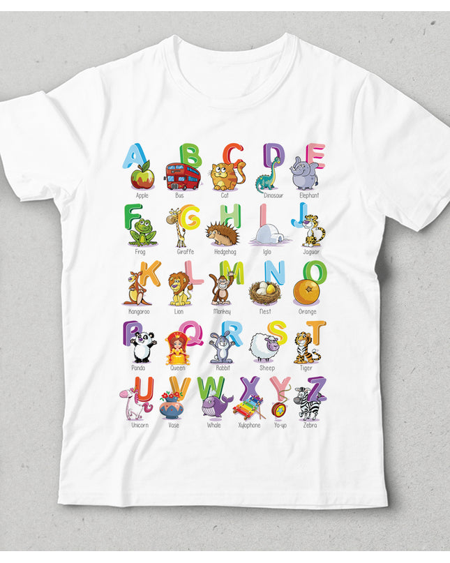 alfabe ve İngilizce isimler çocuk tişört - basmatik.com