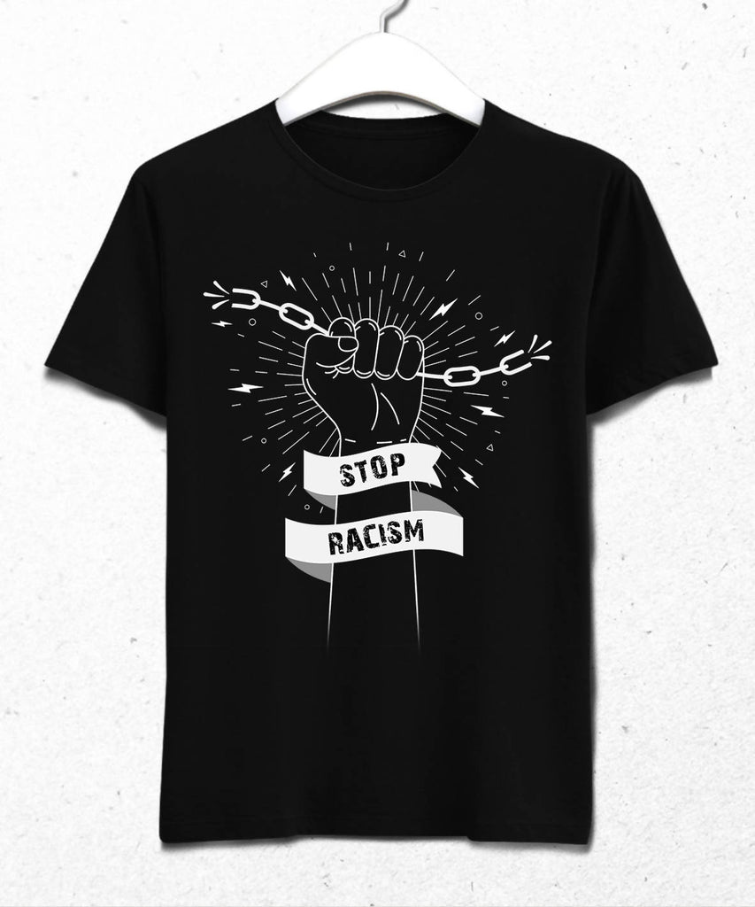 Stop Racism Siyah Erkek Tişört - basmatik.com