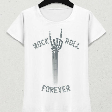 Rock And Roll Forever - Skeleton Hand Guitar Kadın Tişört