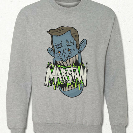 Marstan Canavar Kapüşonsuz Siyah Sweatshirt - Unisex / Siyah, Beyaz, Gri