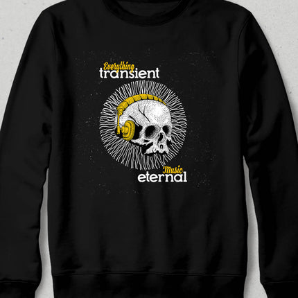 Müzik ve Kurukafa (Listen Music) Siyah Sweatshirt - basmatik.com