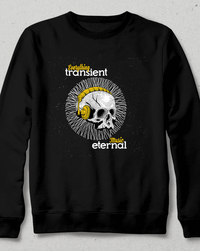 Müzik ve Kurukafa (Listen Music) Siyah Sweatshirt - basmatik.com