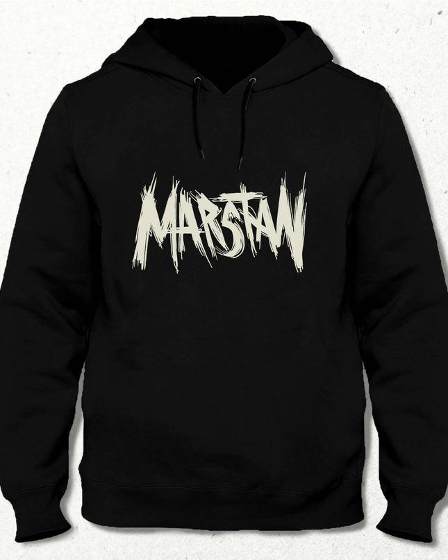 Marstan Logolu Siyah Sweatshirt Kapüşonlu - Unisex