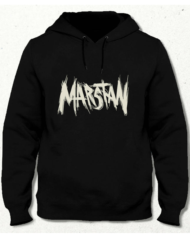 Marstan Logolu Siyah Sweatshirt Kapüşonlu - Unisex