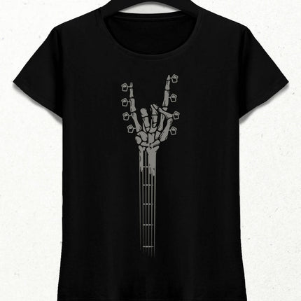 Skeleton Hand Guitar - Rock And Roll Kadın Tişört