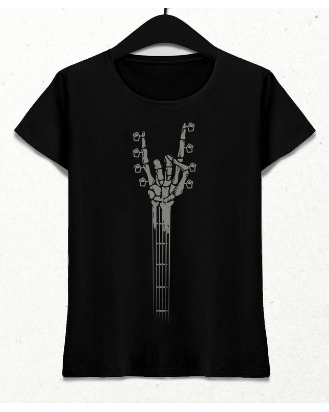 Skeleton Hand Guitar - Rock And Roll Kadın Tişört