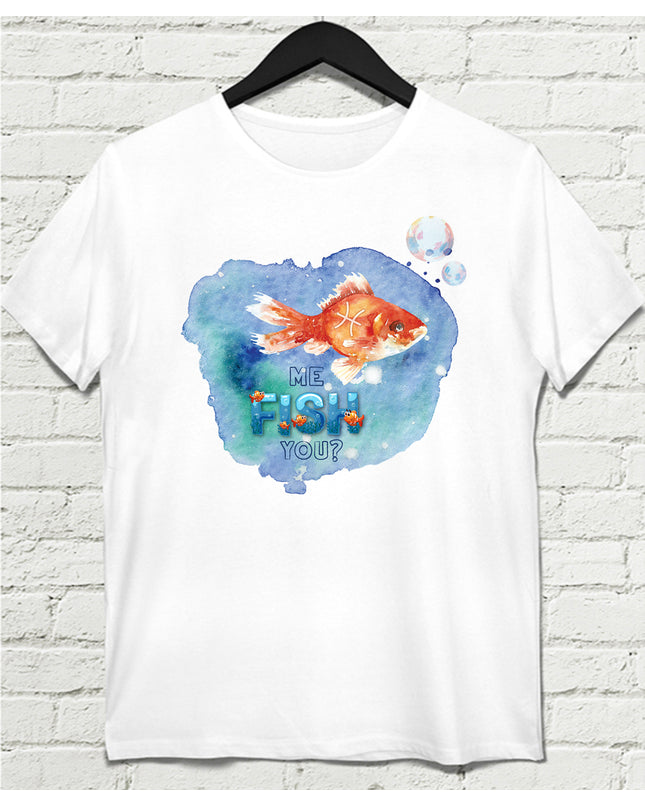Fish Beyaz Tişört - basmatik.com