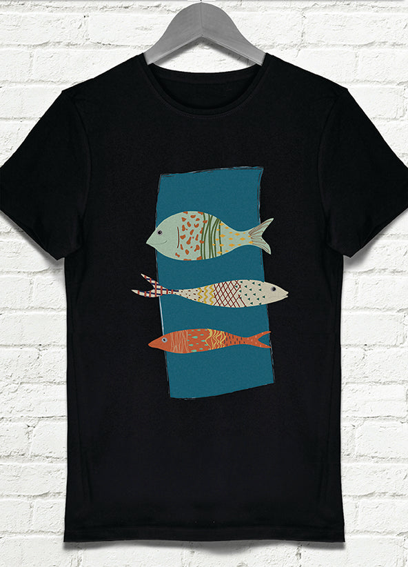 Balık Haller siyah t-shirt - basmatik.com