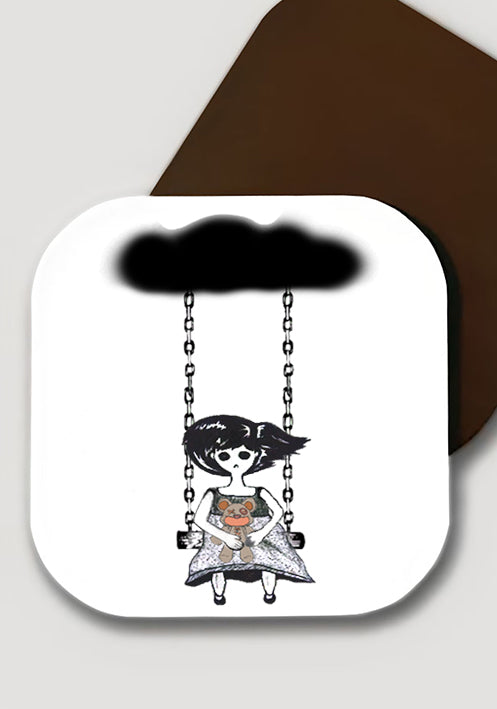 Yalnız kız bardak altlığı - basmatik.com