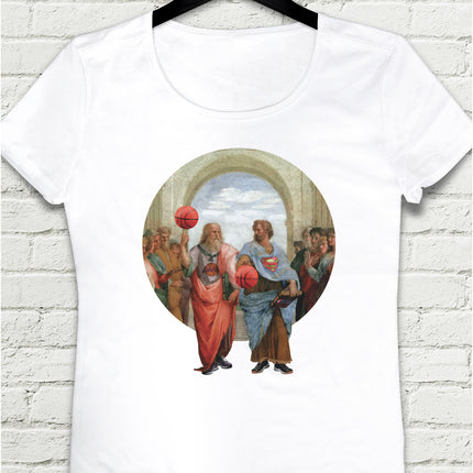 Basketball - Platon and Aristoteles Beyaz Tişört - basmatik.com