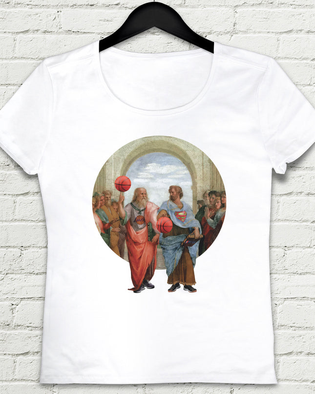 Basketball - Platon and Aristoteles Beyaz Tişört - basmatik.com