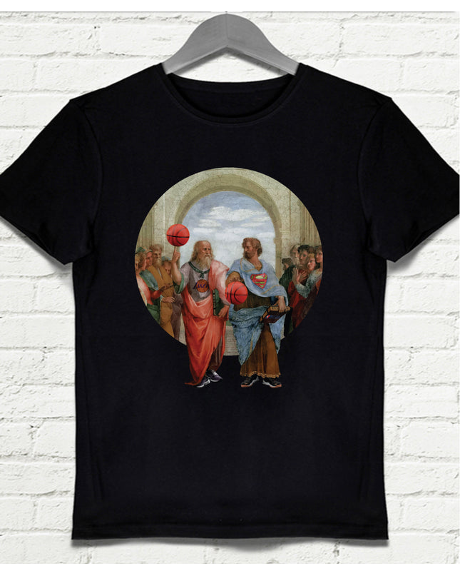 Basketball - Platon and Aristoteles Siyah Tişört - basmatik.com