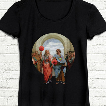 Basketball - Platon and Aristoteles Siyah Tişört - basmatik.com