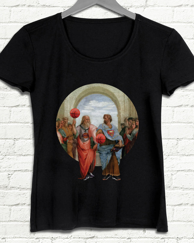 Basketball - Platon and Aristoteles Siyah Tişört - basmatik.com