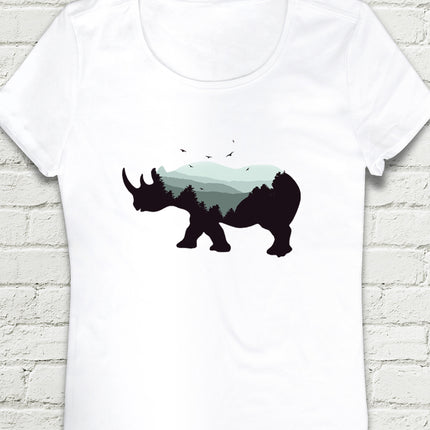 Rhino Beyaz Kadın tshirt - basmatik.com